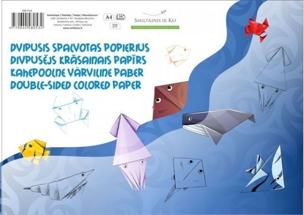 Popierius, spalvotas SMLT, A4, 80 g, dvipusis, klijuotas, (16) 0708-303