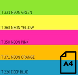 Spalvotas Neon popierius Double A, 75g, A4, 500 lapų, Rainbow 4, 5 Neon spalvų