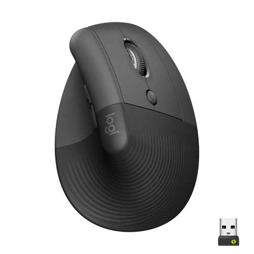 Logitech Lift Vertical Belaidė pelė, RF Wireless + Bluetooth, 4000 DPI, Graphite