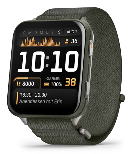 Garmin Venu X1 Išmanusis laikrodis Moss, Titanium Caseback / Moss ComfortFit Nylon Band