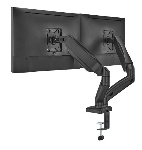 Up Up Premium Dual-Screen Monitoriaus laikiklis 17-32'', VESA 75x75, 100x100, Matinė juoda