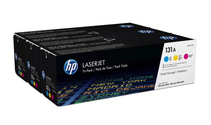 HP 131A (U0SL1AM) 3-pack Lazerinių kasečių komplektas, C/M/Y