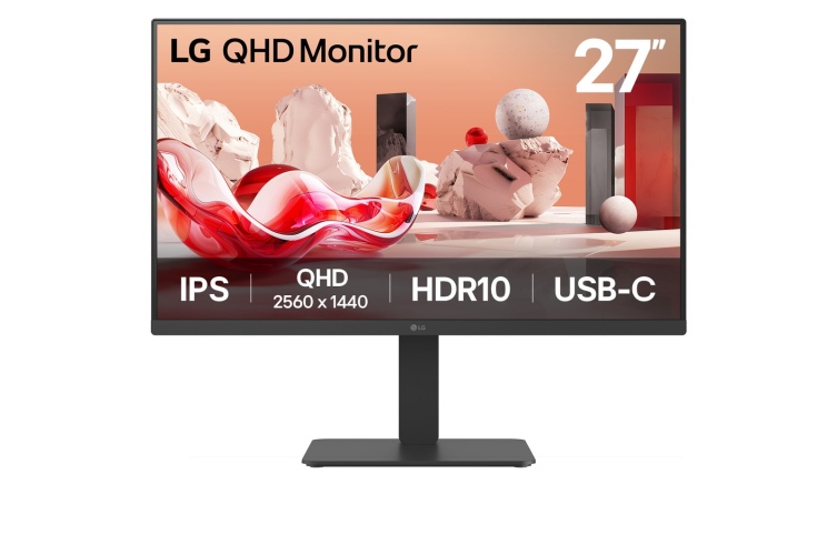 LG 27BA65QB-B.AEU Monitorius 27'' IPS, QHD 2560x1440, 5 ms, 350 cd/m2, 100 Hz, Juoda