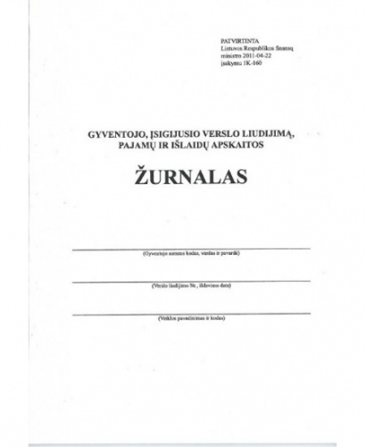 Gyventojo, įsigijusio verslo liudijimą, pajamų ir išlaidų apskaitos žurnalas, A5 (36) 0720-065