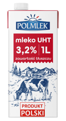 Pienas POLMLEK, 3,2%, UAT, 1 L x 12 vnt.